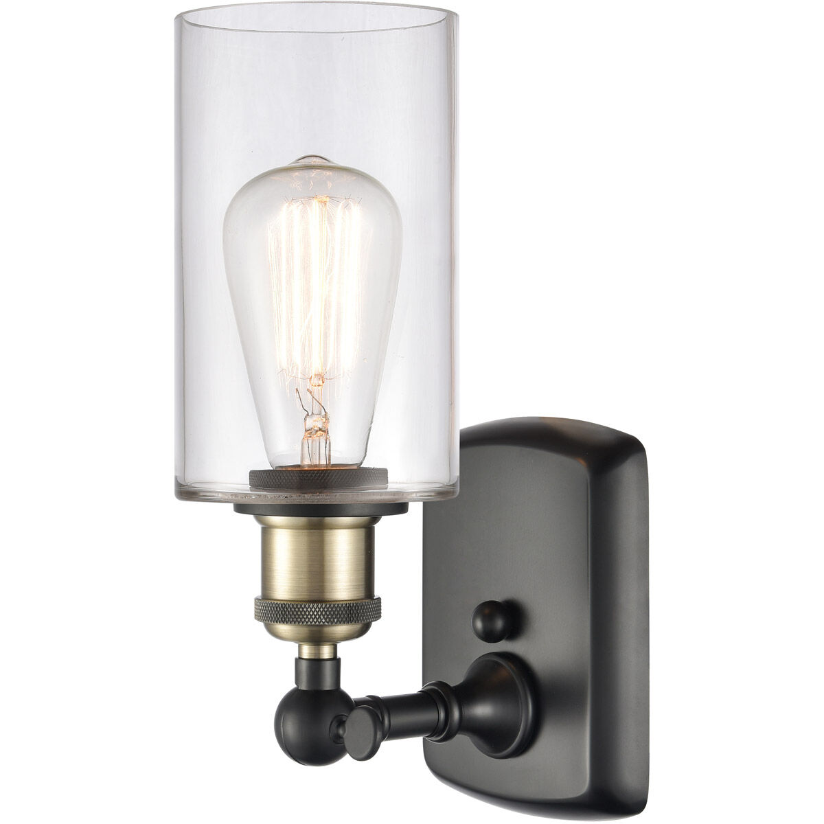 Ballston Clymer LED 3.88 inch Black Antique Brass Sconce Wall Light in Clear Glass, Ballston