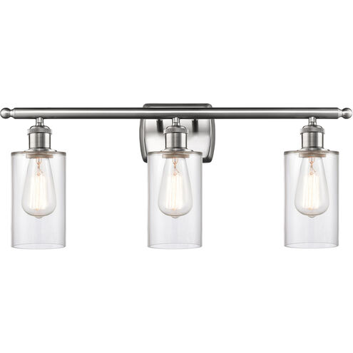 Ballston Clymer 3 Light 26 inch Brushed Satin Nickel Bath Vanity Light Wall Light in Clear Glass, Ballston