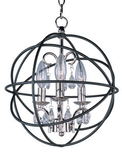 Orbit 3 Light 12 inch Anthracite/Polished Nickel Single-Tier Chandelier Ceiling Light in Anthracite and Polished Nickel, Incandescent Candelabra
