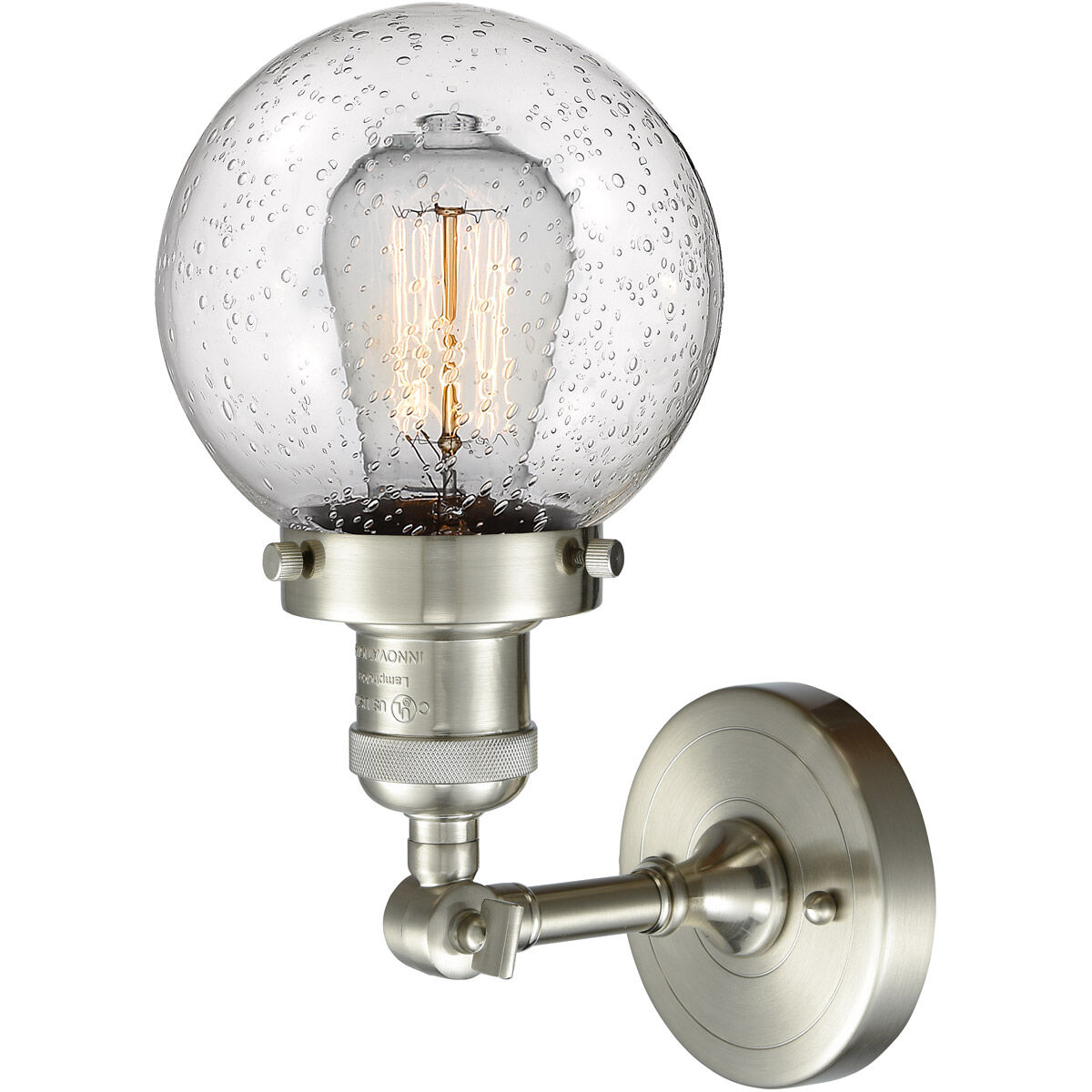 Franklin Restoration Beacon LED 6 inch Brushed Satin Nickel Sconce Wall Light in Seedy Glass, Franklin Restoration