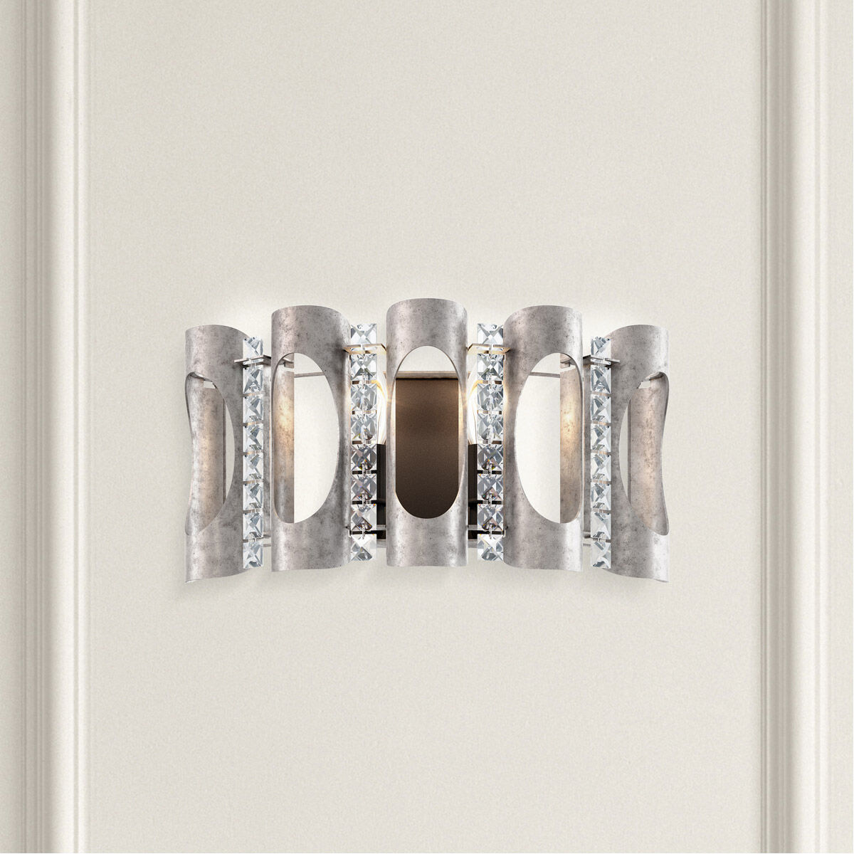 Twilight 2 Light 6 inch Antique Silver Wall Sconce Wall Light in Optic