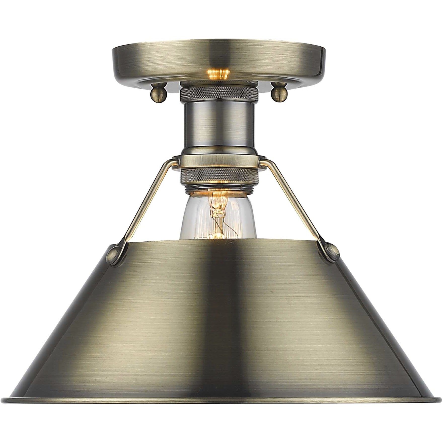 Yep Orwell 1 Light 10 inch Brushed Champagne Brass Flush Mount Ceiling Light in Opal Glass