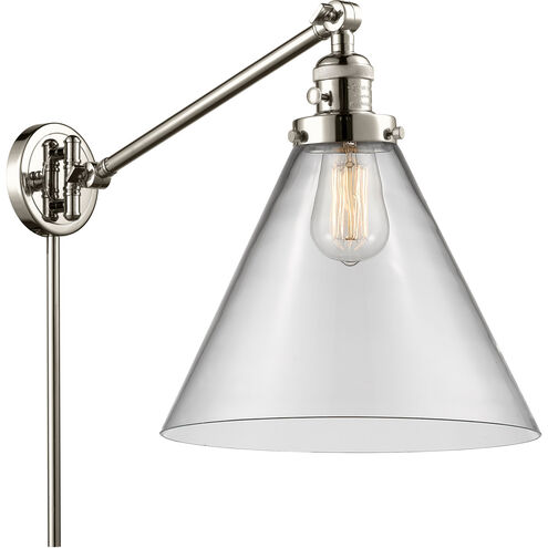 X-Large Cone 16 inch 60.00 watt Polished Nickel Swing Arm Wall Light, Franklin Restoration