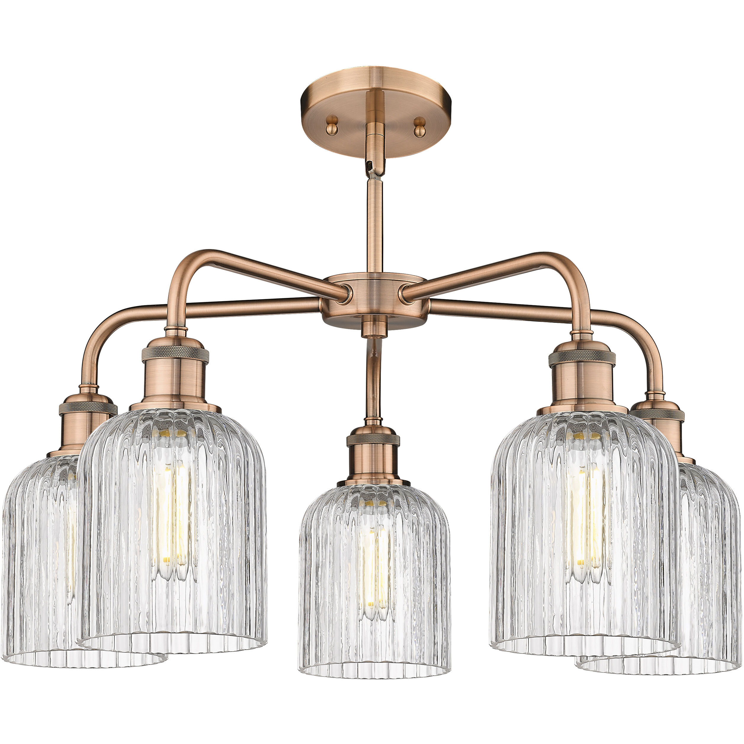 Ballston Bridal Veil 5 Light 23 inch Antique Copper Stem Hung Chandelier Ceiling Light