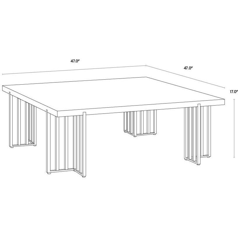 Alto 47 X 47 inch Espresso / Antique Brass Coffee Table