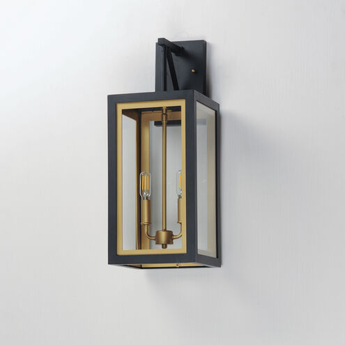 Neoclass 2 Light 21 inch Black with Gold Outdoor Wall Mount in Black and Gold
