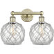 Edison Farmhouse Rope 2 Light 17 inch Antique Brass Bath Vanity Light Wall Light in Clear Glass with White Rope