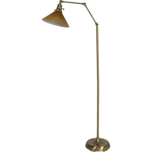 Otis 49 inch 60 watt Antique Brass Floor Lamp Portable Light in Amber Glass