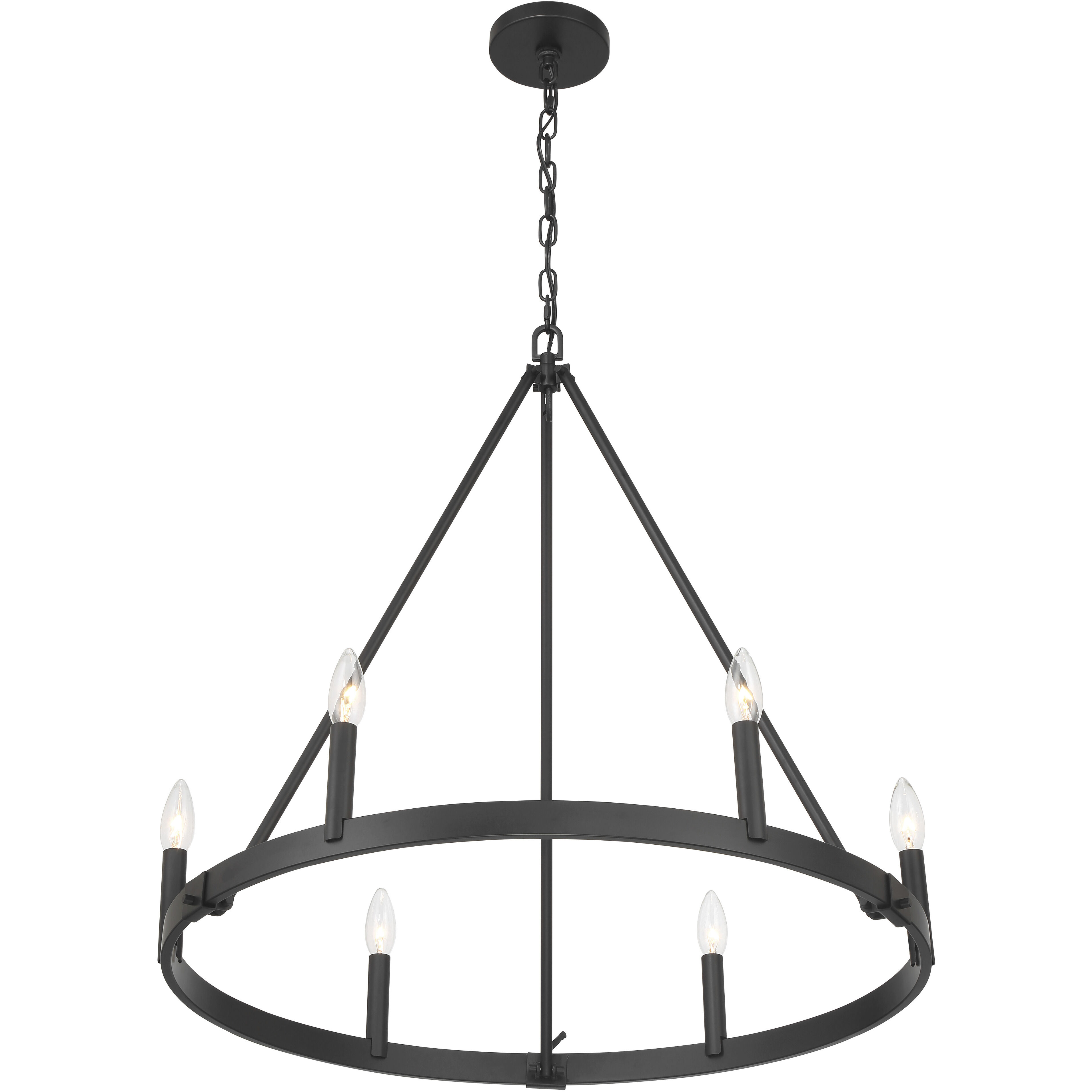 Dutton 6 Light 27.75 inch Coal Black Chandelier Ceiling Light
