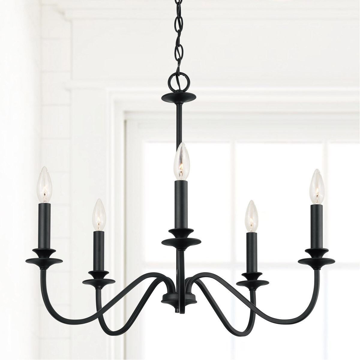 Elijah 5 Light 26 inch Matte Black Chandelier Ceiling Light