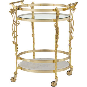 Fiore Polished Brass/Clear/Natural Bar Cart