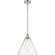 Ballston Cone LED 12 inch Polished Chrome Mini Pendant Ceiling Light in Seedy Glass