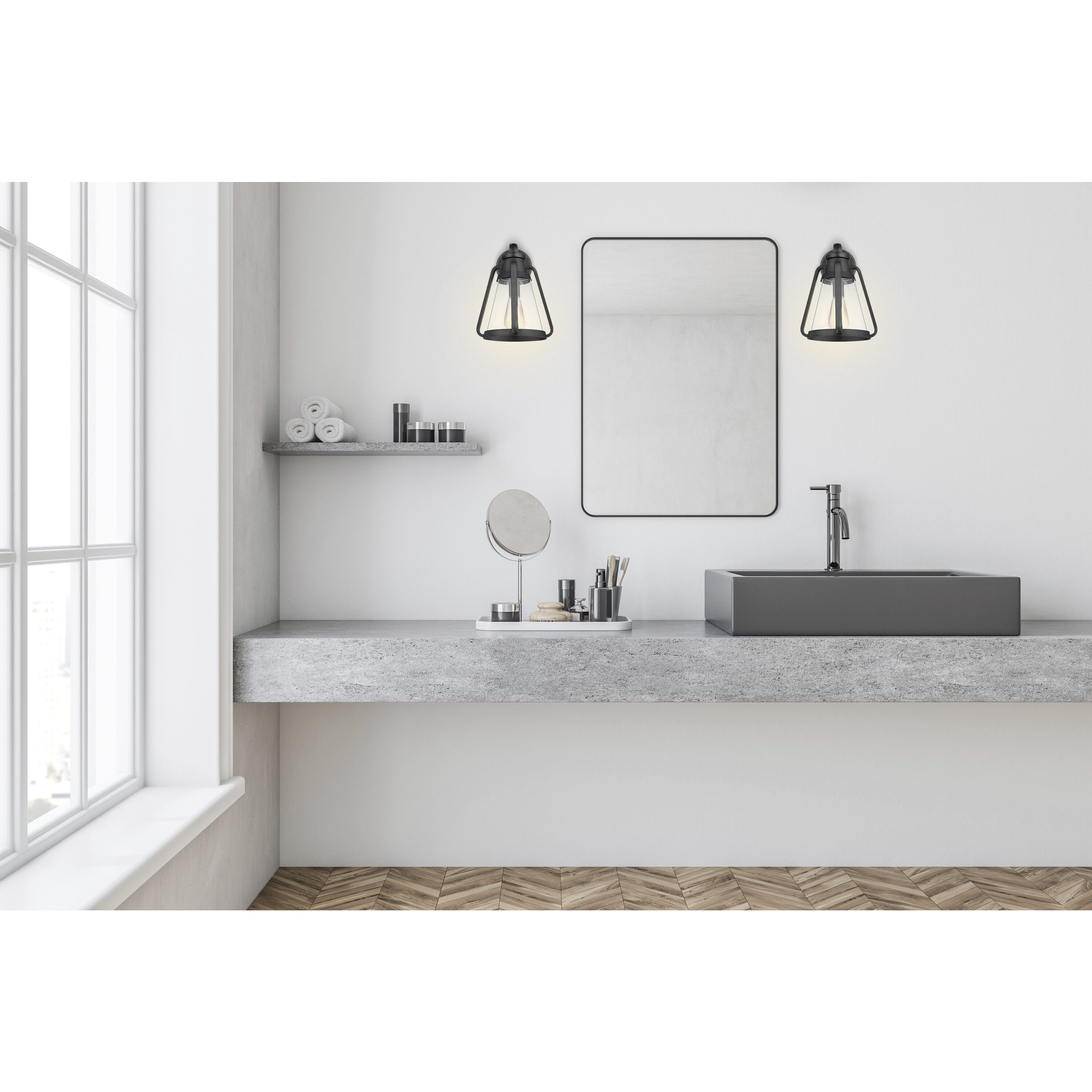 Everett 1 Light 10 inch Matte Black Bathroom Vanity Lights Wall Light