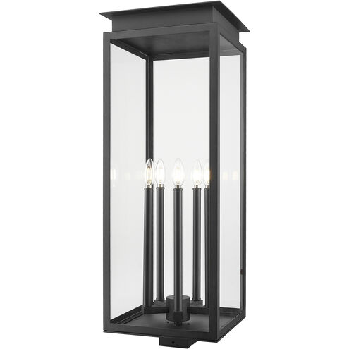Nova 5 Light 34.25 inch Black Outdoor Post Mount Fixture in Clear Glass