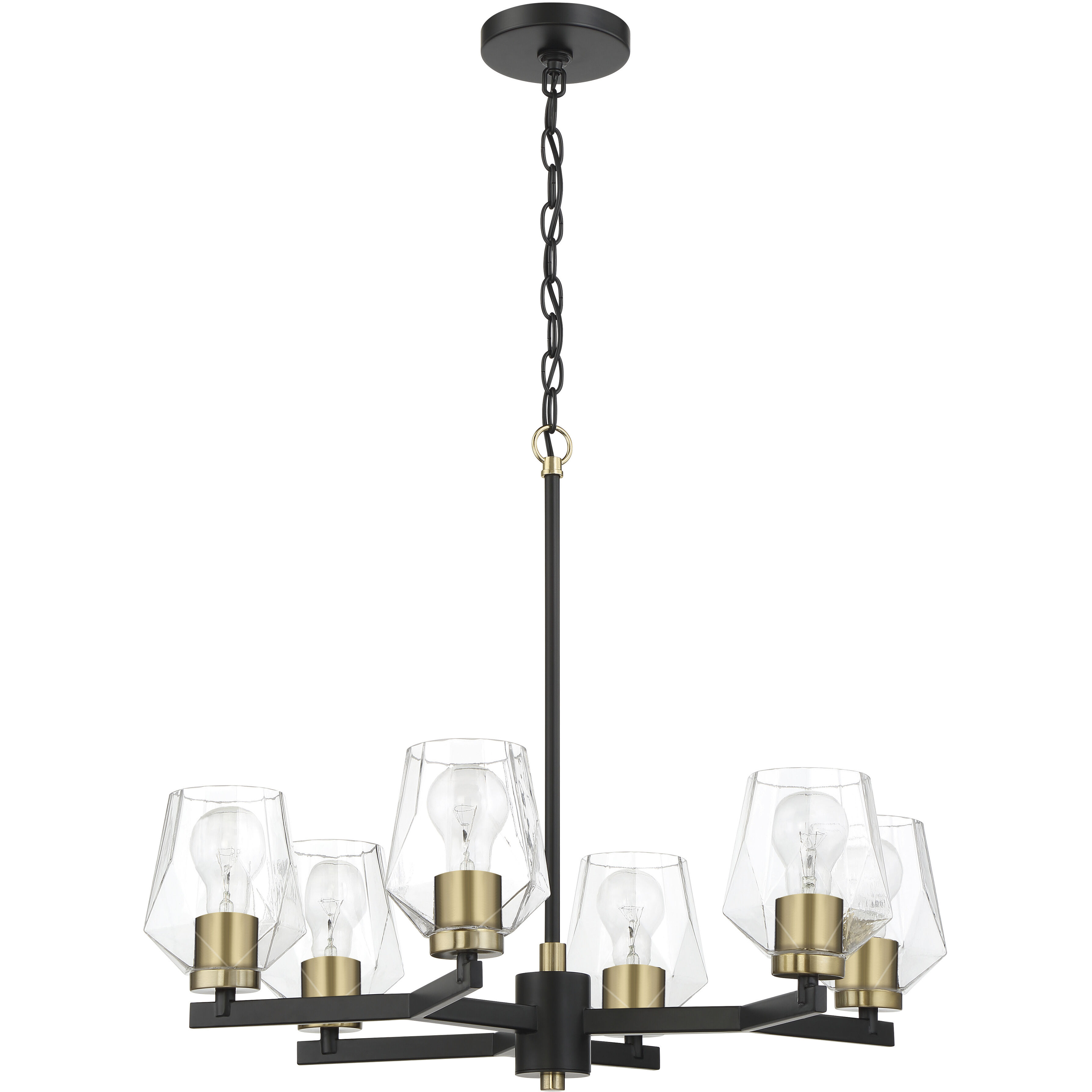 Avante Grand 6 Light 23 inch Flat Black and Satin Brass Chandelier Ceiling Light