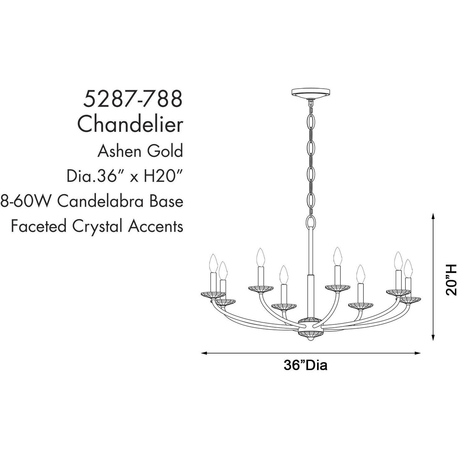 Atella 8 Light 36 inch Ashen Gold Chandelier Ceiling Light