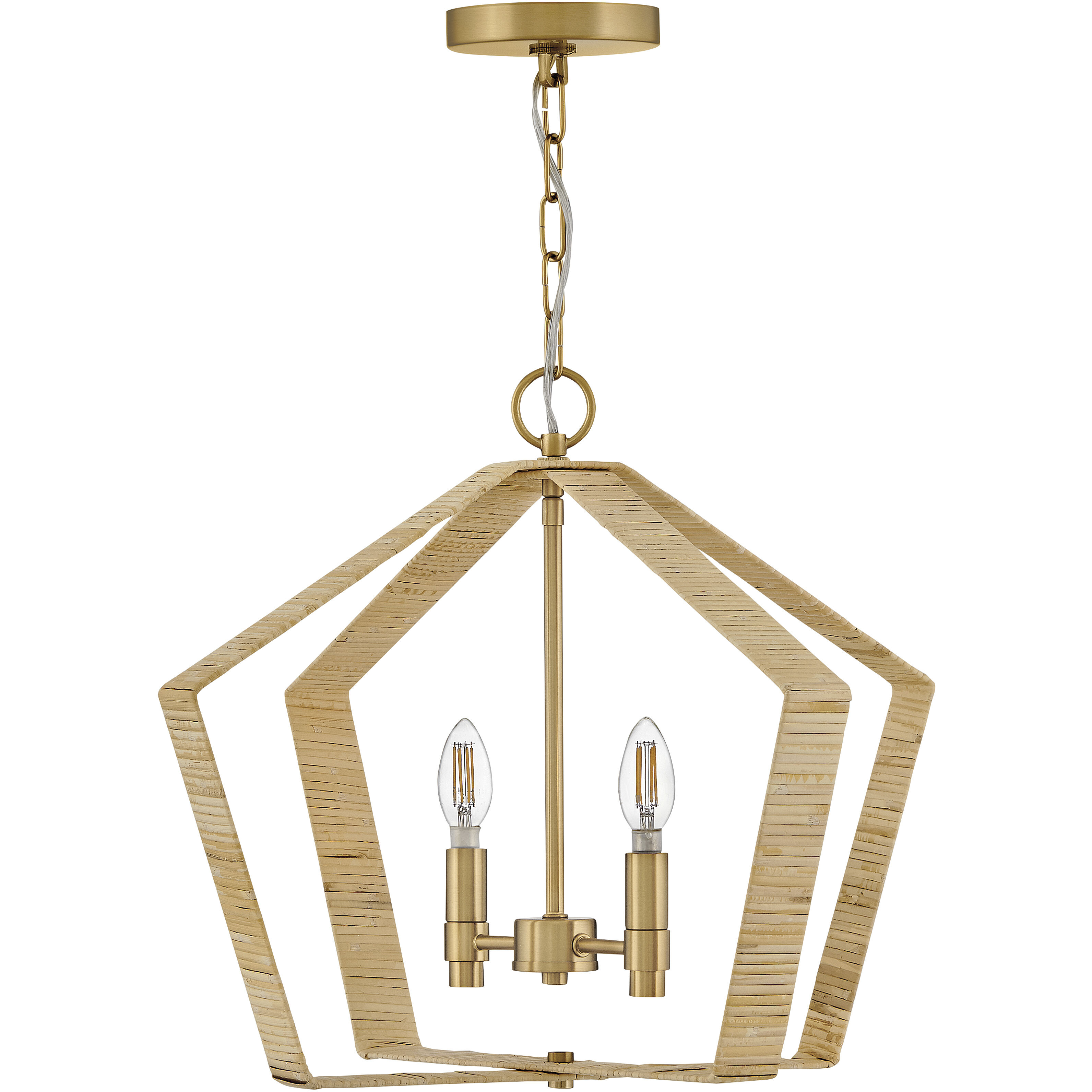Sammi 2 Light 20 inch Lacquered Brass Pendant Ceiling Light