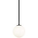 Novo 1 Light 7.88 inch Black Chandelier Ceiling Light in Black and Opal Glass