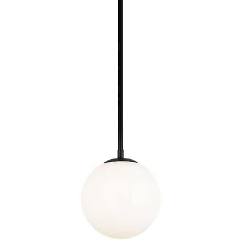Novo 1 Light 7.88 inch Black Chandelier Ceiling Light in Black and Opal Glass