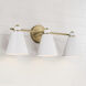 Bradley 3 Light 24 inch Aged Brass and White Vanity Light Wall Light