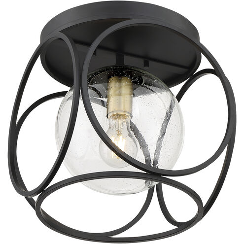 Aurora 1 Light 13 inch Black and Vintage Brass Flush Mount Fixture Ceiling Light