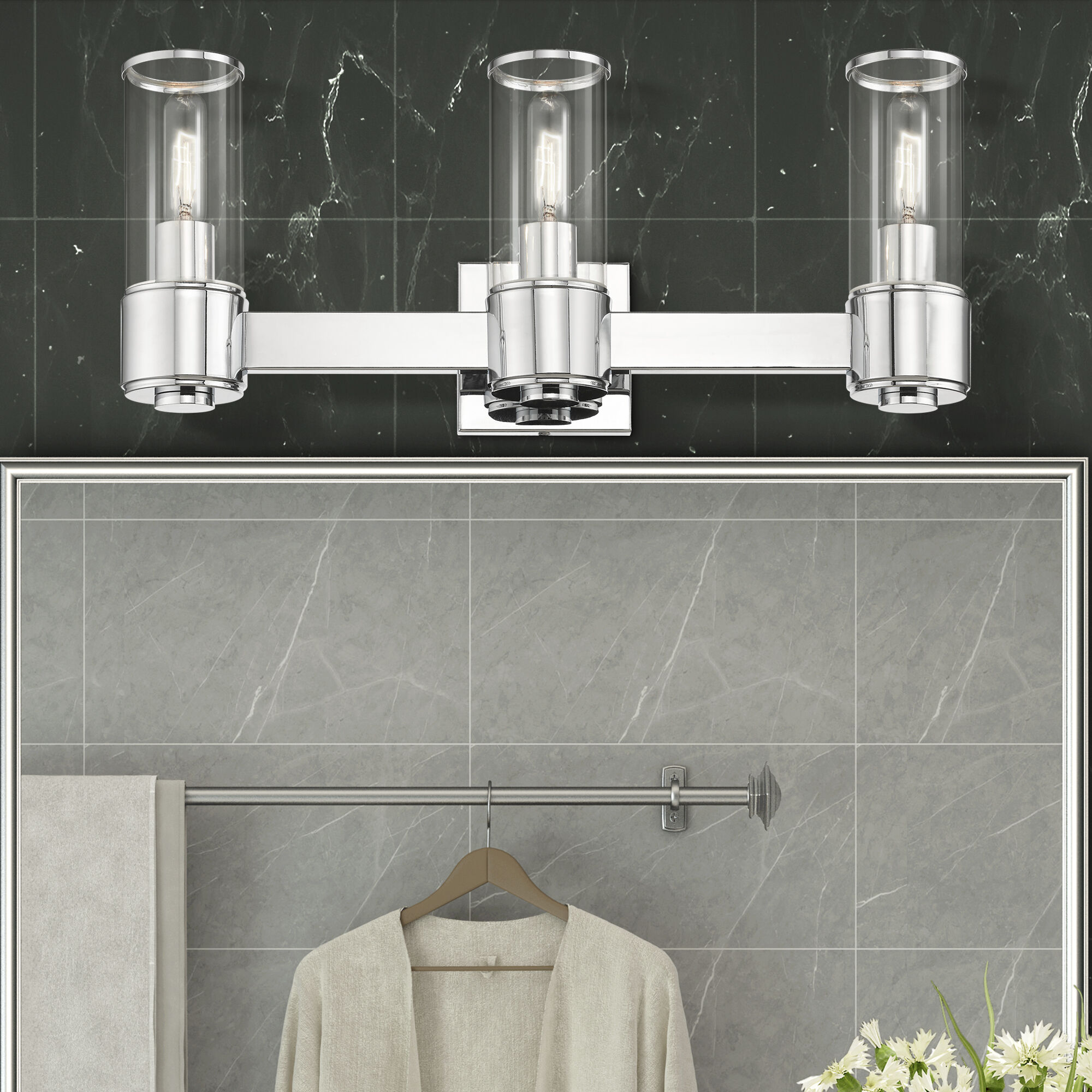 Quincy 3 Light 22.5 inch Polished Chrome Vanity Wall Sconce Wall Light