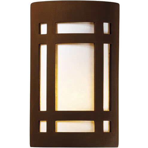 Ambiance Cylinder LED 9.5 inch Hammered Polished Brass Outdoor Wall Sconce, Small