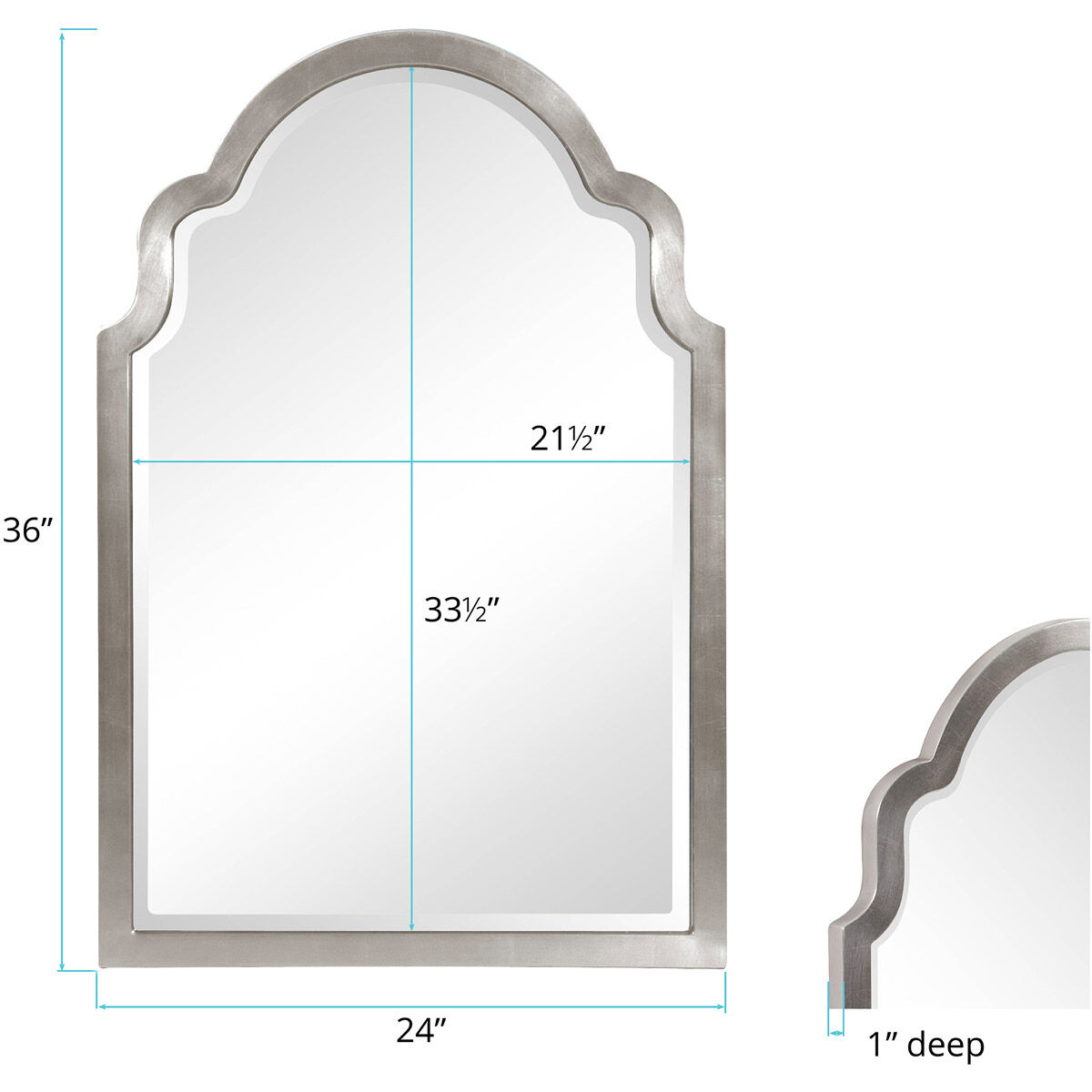 Sultan 36 X 24 inch Glossy Nickel Wall Mirror