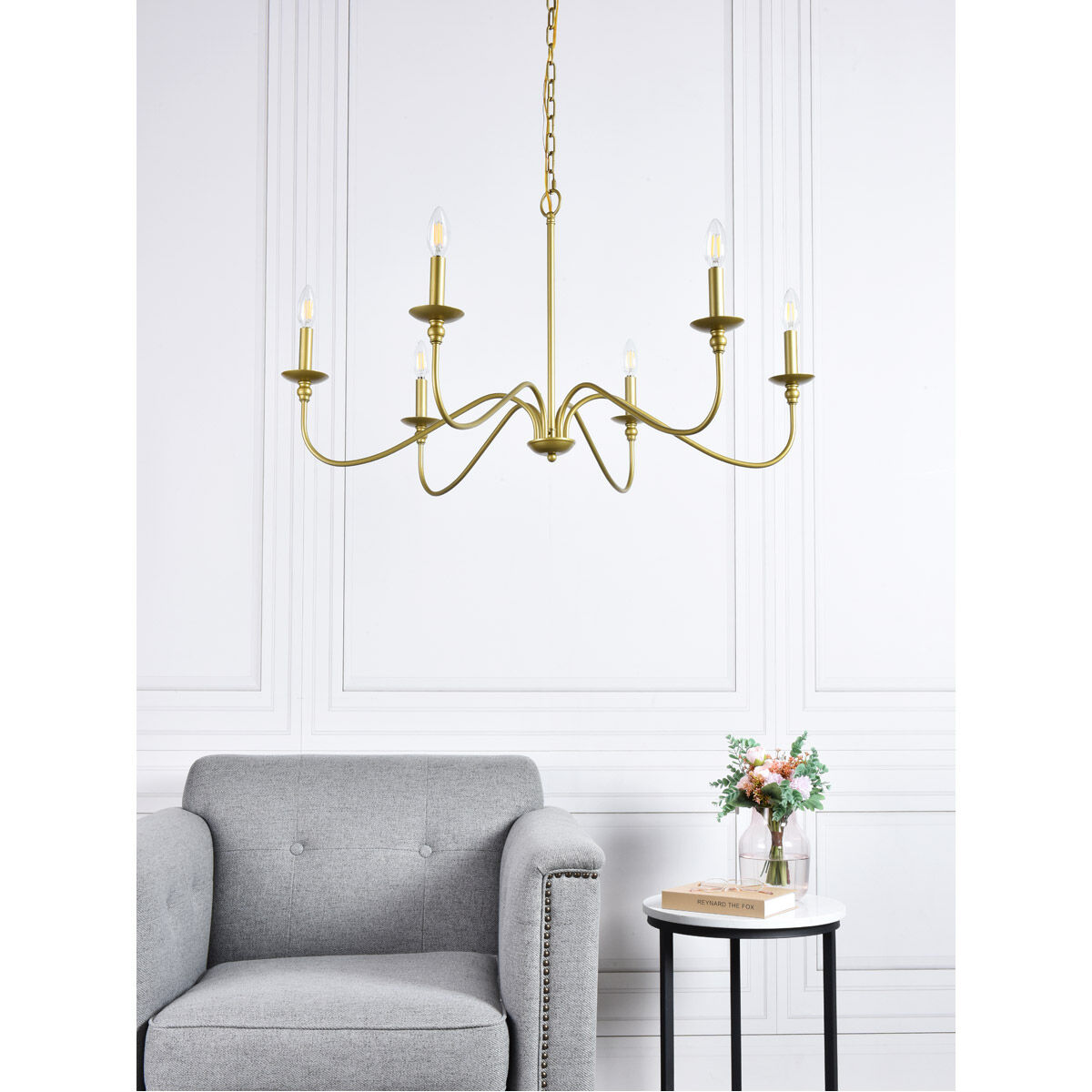 Rohan 6 Light 36 inch Brass Chandelier Ceiling Light