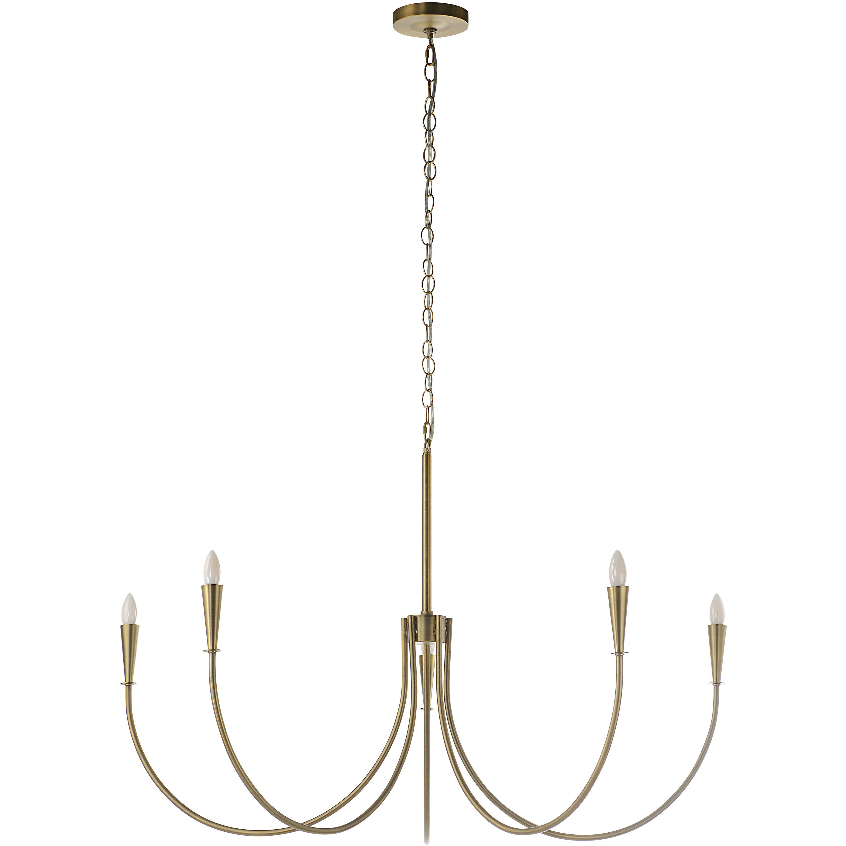 Luzon 5 Light 48 inch Plated Dark Antique Brushed Brass Chandelier Ceiling Light