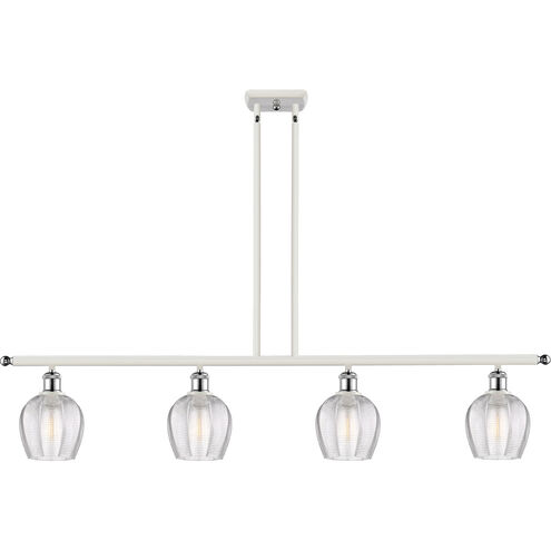 Ballston Norfolk 4 Light 48 inch White and Polished Chrome Island Light Ceiling Light in Clear Glass