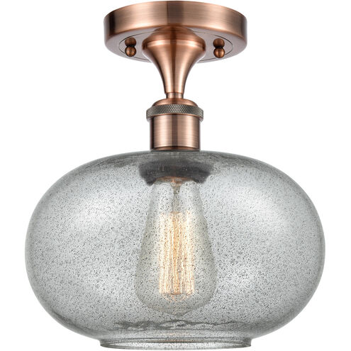 Ballston Gorham LED 9.5 inch Antique Copper Semi-Flush Mount Ceiling Light in Charcoal Glass, Ballston