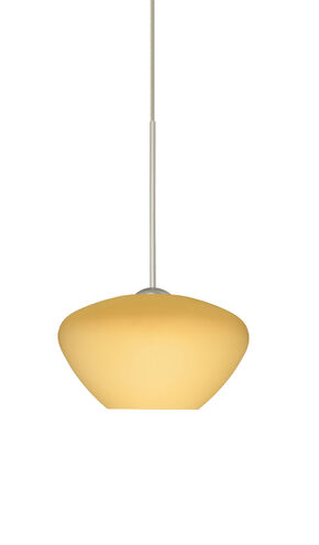 Peri 1 Light Satin Nickel Pendant Ceiling Light in Vanilla Matte Glass, Halogen