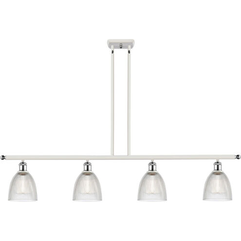 Ballston Castile 4 Light 48 inch White and Polished Chrome Island Light Ceiling Light in Clear Glass, Ballston