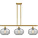 Ballston Gorham 3 Light 36 inch Satin Gold Island Light Ceiling Light in Charcoal Glass, Ballston