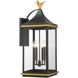 Simpson Wall Sconce Wall Light in Matte Black and Textured Gold