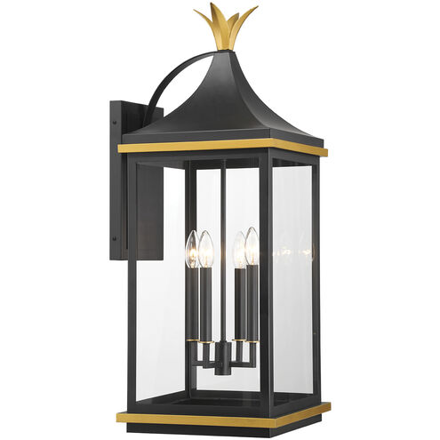 Simpson Wall Sconce Wall Light in Matte Black and Textured Gold