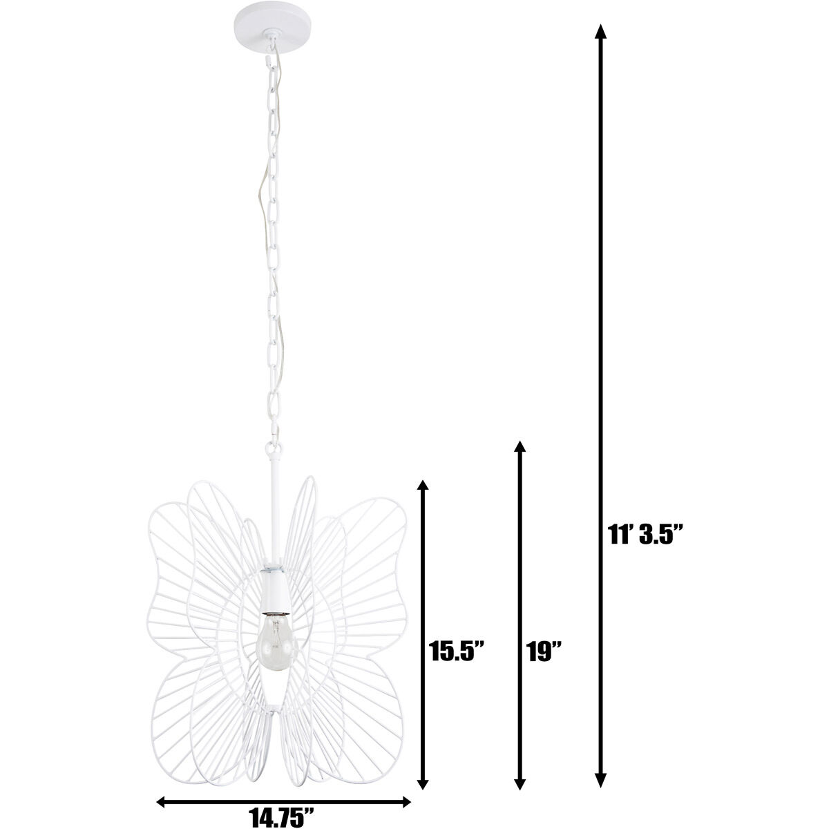 Monarch 1 Light 14.75 inch White Pendant Ceiling Light