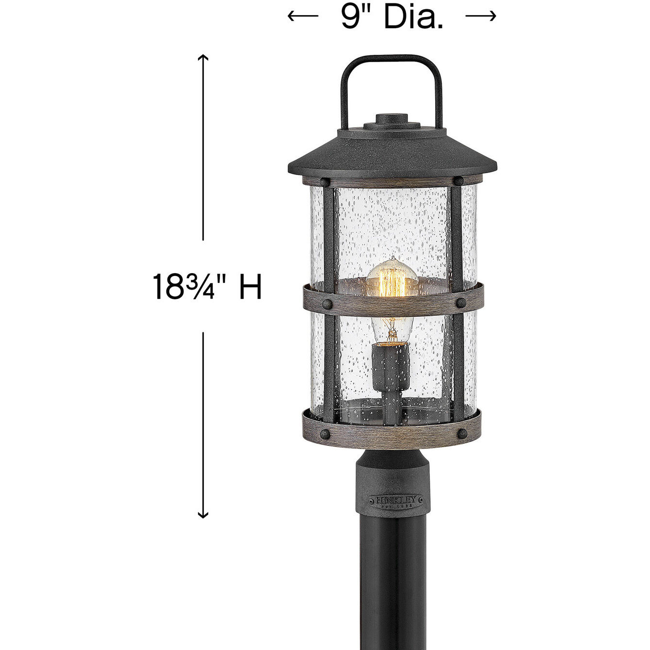 Estate Series Lakehouse 1 Light 18.75 inch Aged Zinc with Driftwood Gray Outdoor Post Mount Lantern in Non-LED