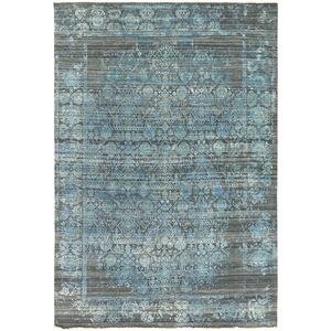 Masha 36 X 24 inch Blue and Gray Area Rug, Wool and Silk