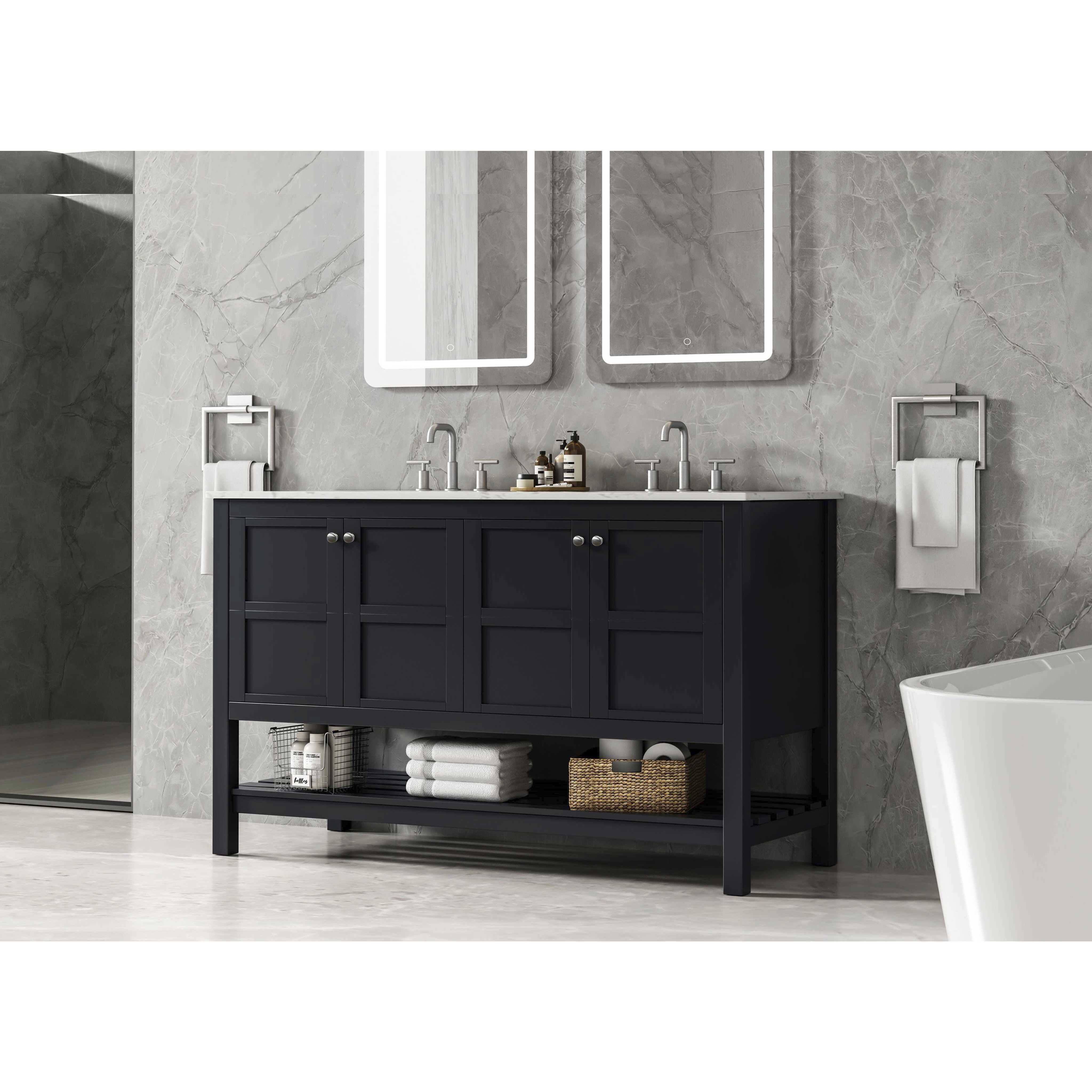 Theo 54 X 34 inch Black Bathroom Vanity Cabinet