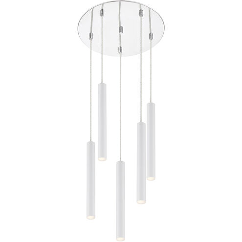 Forest LED 13.5 inch Chrome Chandelier Ceiling Light in 14, Matte White Steel