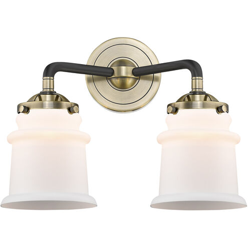 Nouveau Small Canton 2 Light 13 inch Brushed Satin Nickel Bath Vanity Light Wall Light in Matte White Glass, Nouveau