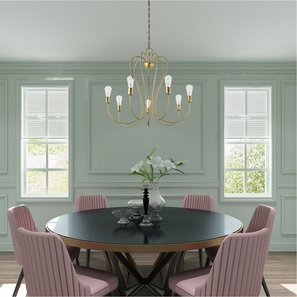 Lucerne 7 Light 30 inch Antique Brass Chandelier Ceiling Light