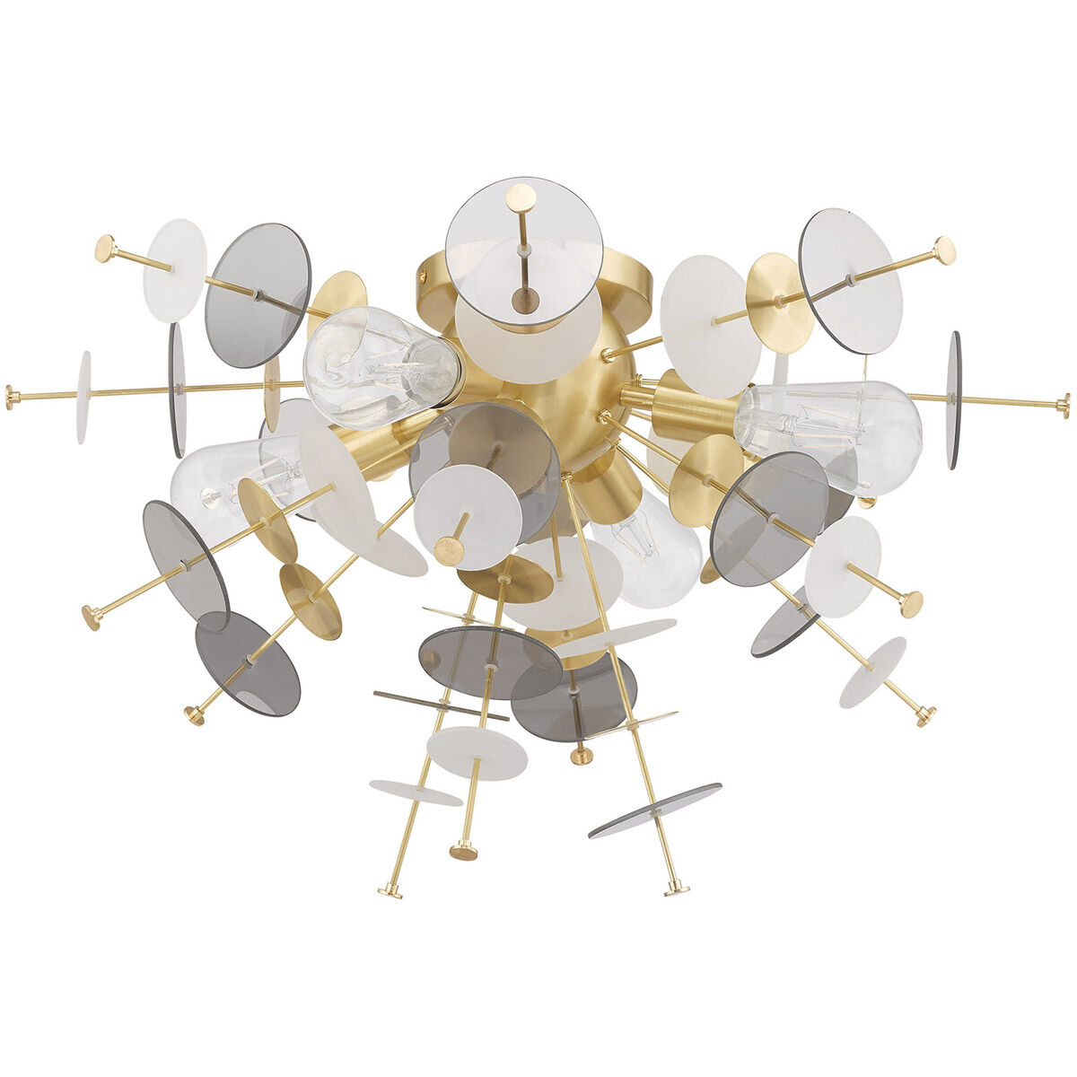 Circulo 4 Light 24 inch Satin Brass Flush Mount Ceiling Light
