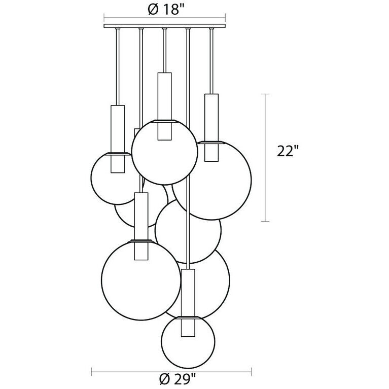 Bubbles 8 Light 29 inch Satin Brass Chandelier Ceiling Light