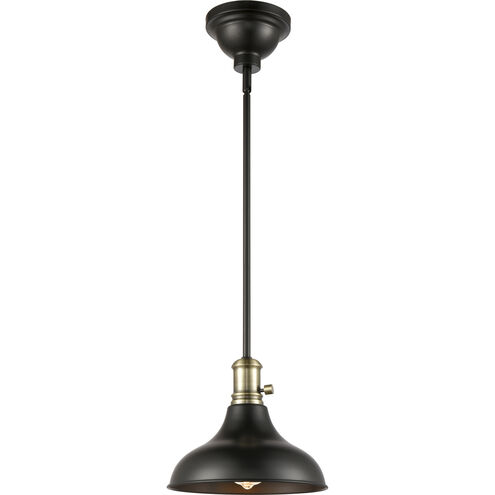 Metro 1 Light 10 inch Black Antique Brass Pendant Ceiling Light