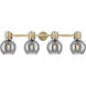 Downtown Urban Lawton Sphere 4 Light 34 inch Brushed Brass Bath Vanity Light Wall Light in Light Smoke Glass
