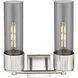 Bolivar 2 Light 13.5 inch Satin Nickel Bath Vanity Light Wall Light in Plated Smoke Glass