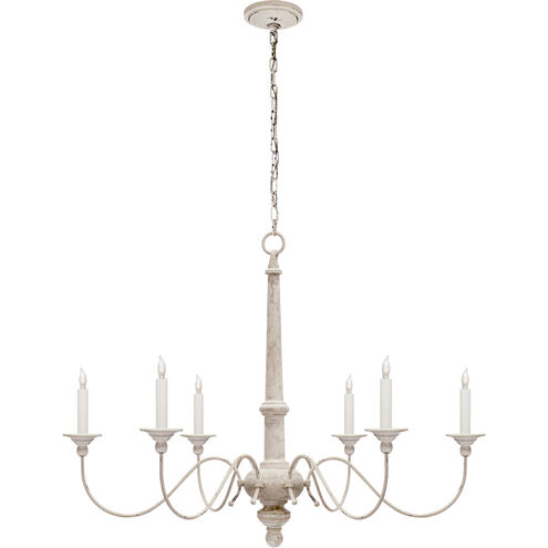 Country Chandelier 6 Light 36.5 inch Belgian White Chandelier Ceiling Light, Small